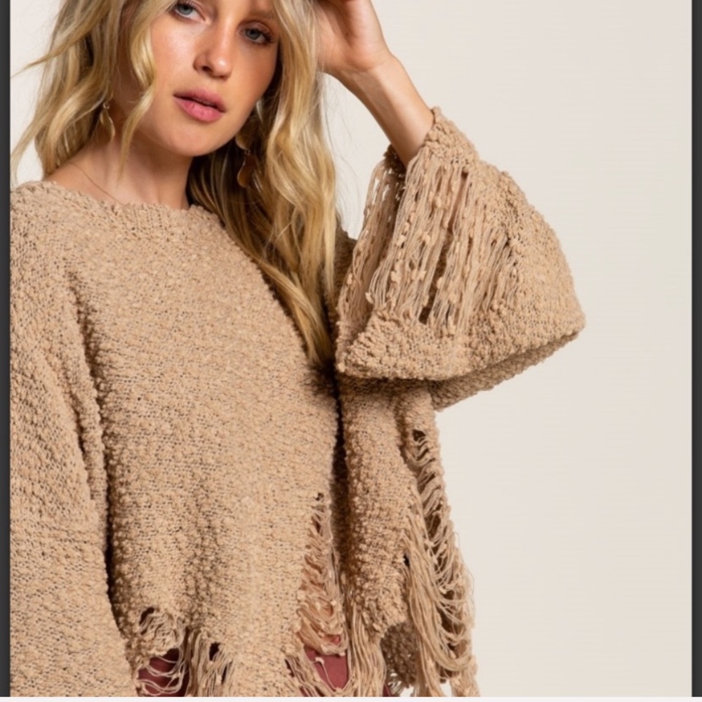 🍂POL LATTE POPCORN DISTRESSED SWEATER - Picture 4 of 6